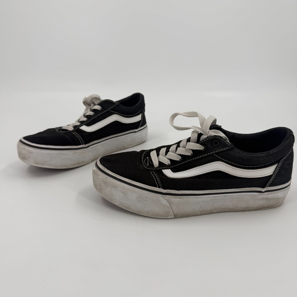 Vans Old Skool Skate Shoes 5 Womens Black White Stitched Classic Low Top Lace Up